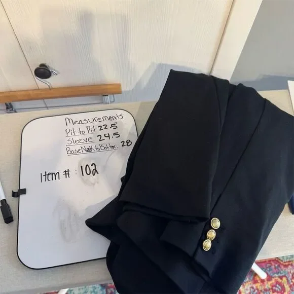 Lane Bryant Women's Blazer Jacket Size 22 Black Double-Breasted look nautical - Picture 9 of 9